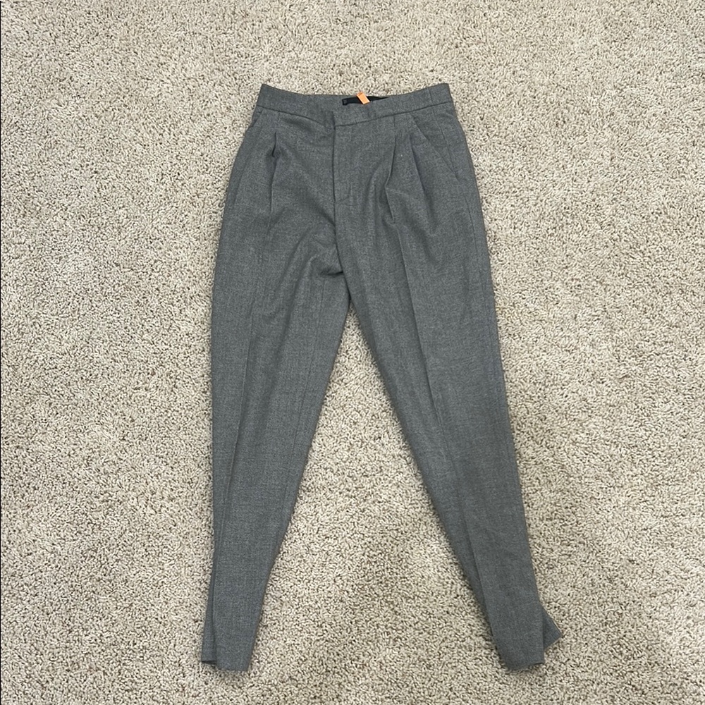 Zara Gray Trousers High-Waisted Pleated